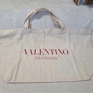 Valentino Garavani Beige Tote with Red Logo